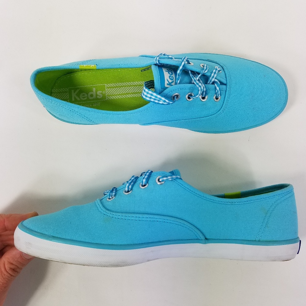 Keds 8.5M Sky Blue Green Lace Up Canvas Shoes NWD